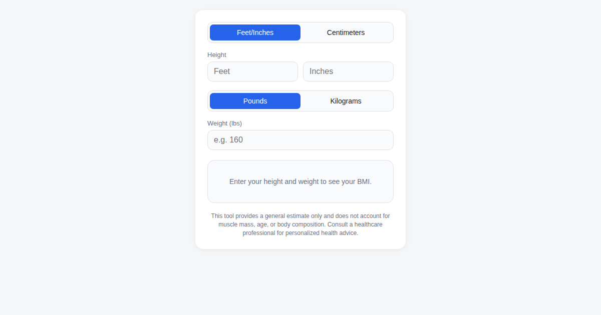 Screenshot of BMI Calculator