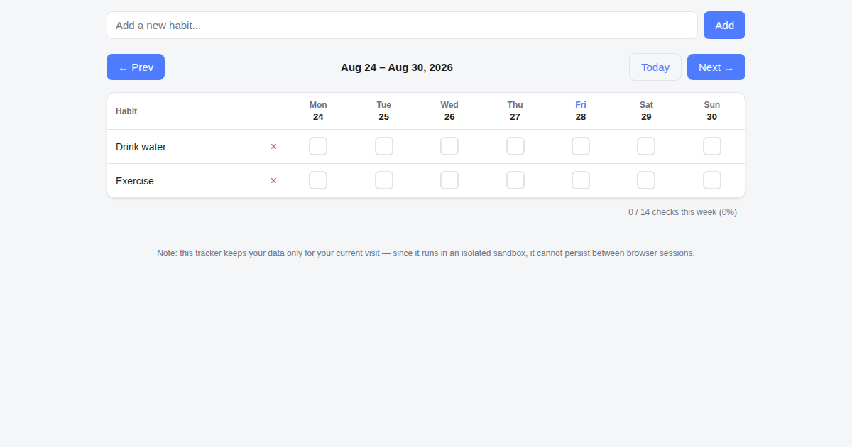 Screenshot of Habit Tracker