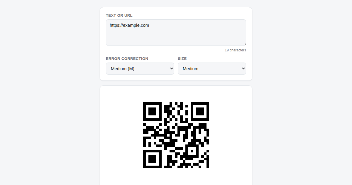 Screenshot of QR Code Generator