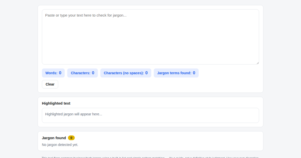 Screenshot of Jargon Check Tool