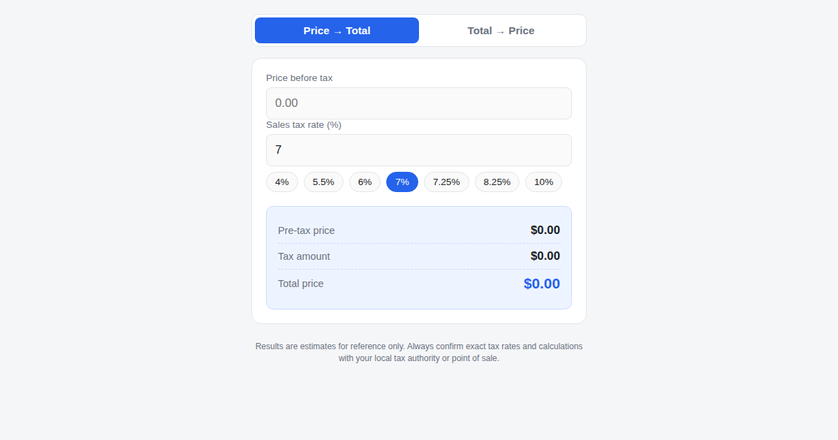 Screenshot of Sales Tax Calculator