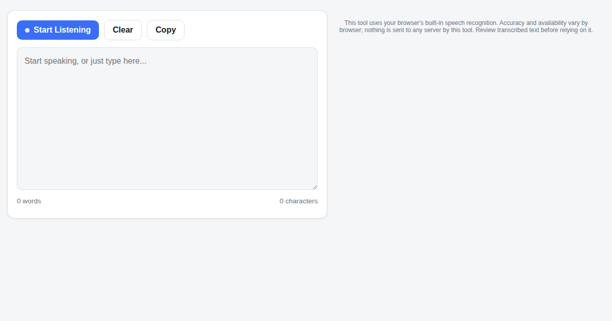 Screenshot of Voice Note Scratchpad
