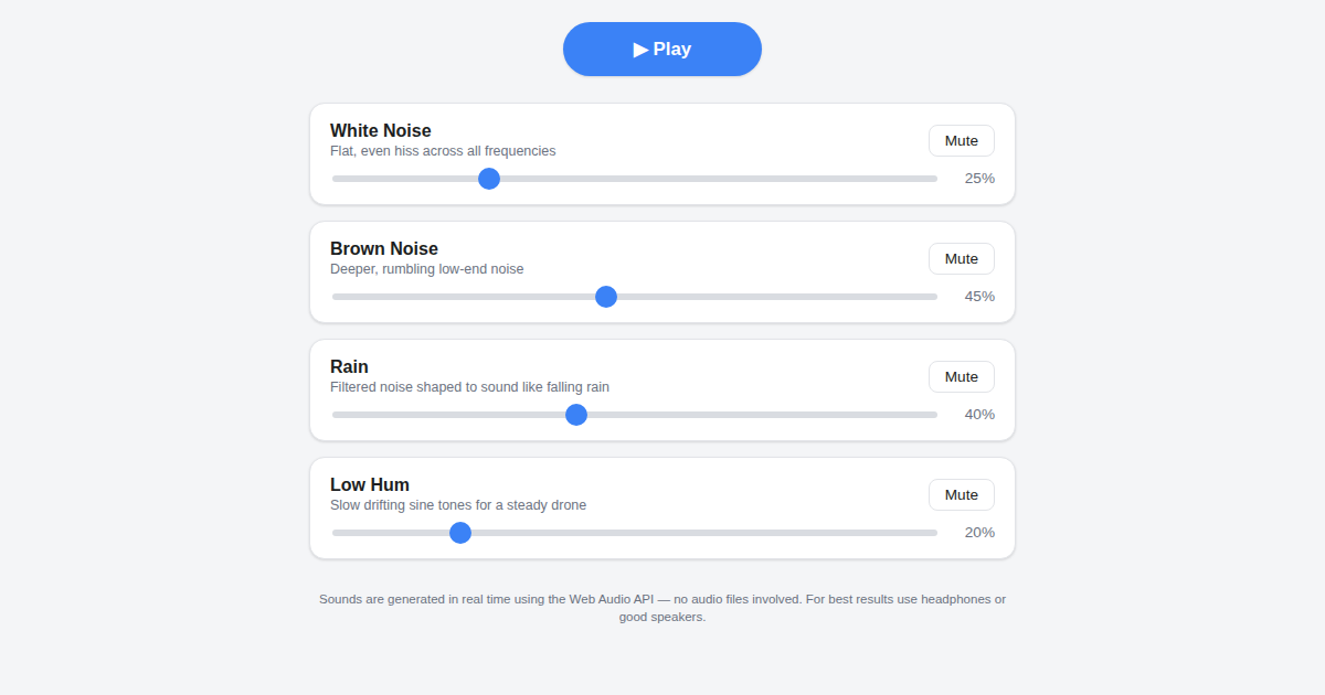 Screenshot of Ambient Focus Mixer