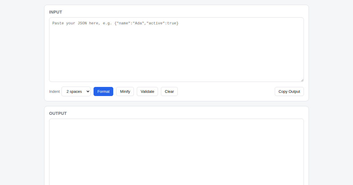 Screenshot of JSON Formatter & Validator
