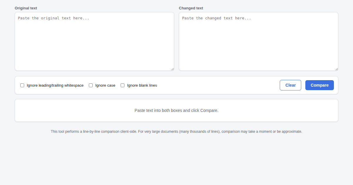 Screenshot of Text Diff Checker