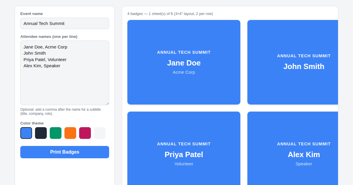 Screenshot of Badge Maker
