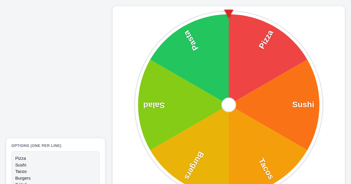 Screenshot of Decision Spinner Wheel
