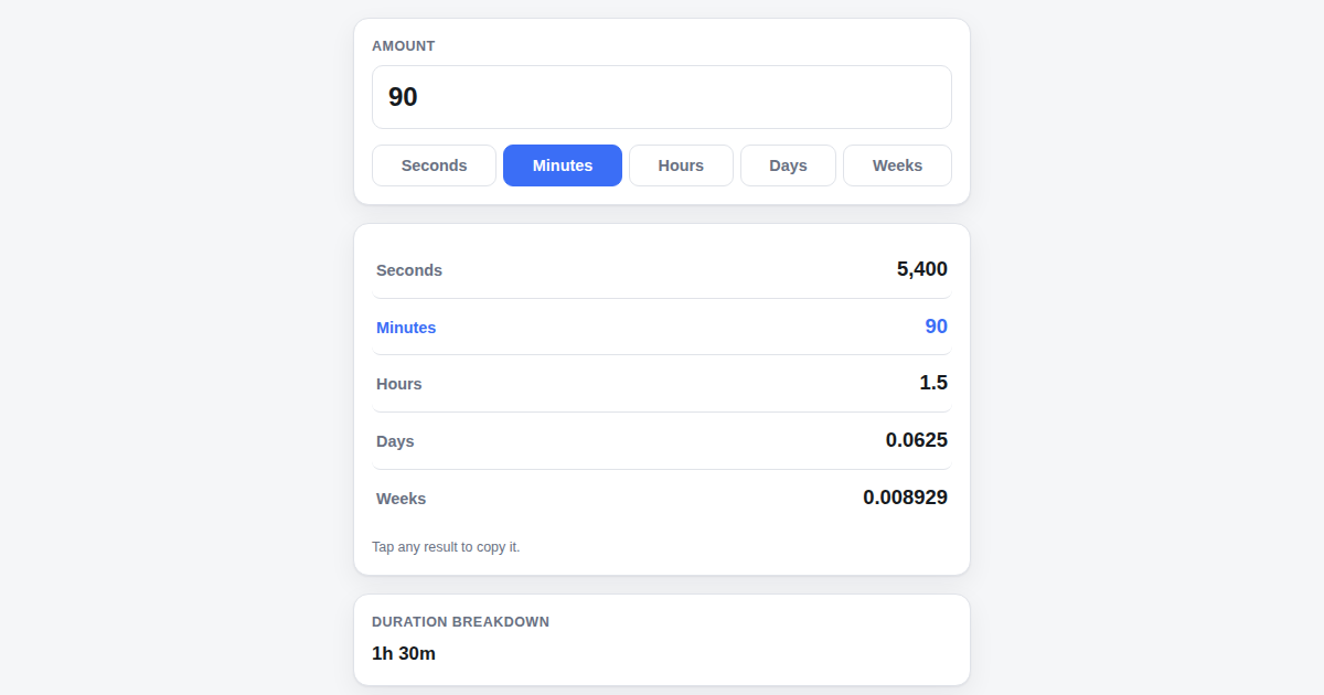 Screenshot of Time Unit Converter