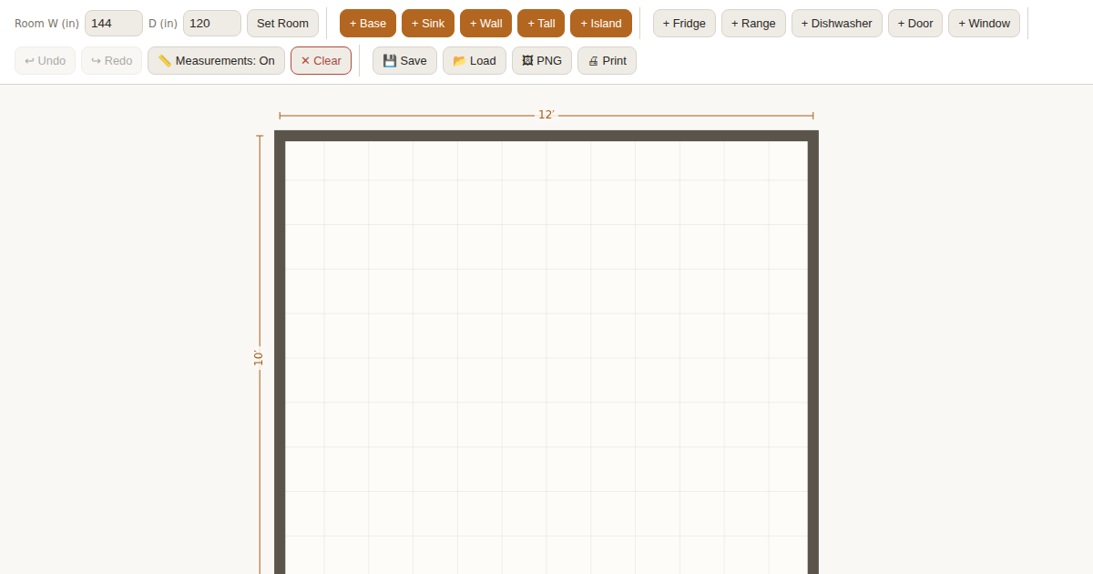 Screenshot of Kitchen Cabinet Planner