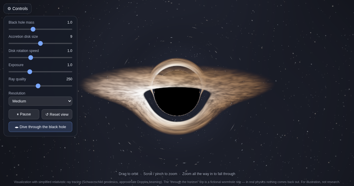 Screenshot of 3D Black Hole Simulator