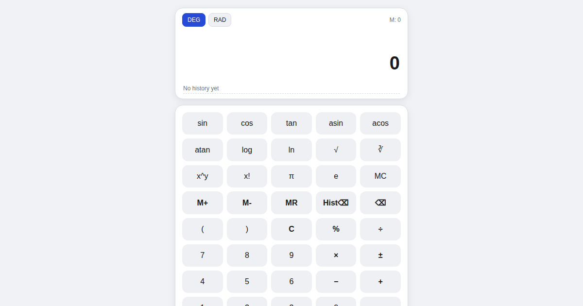 Screenshot of Scientific Calculator