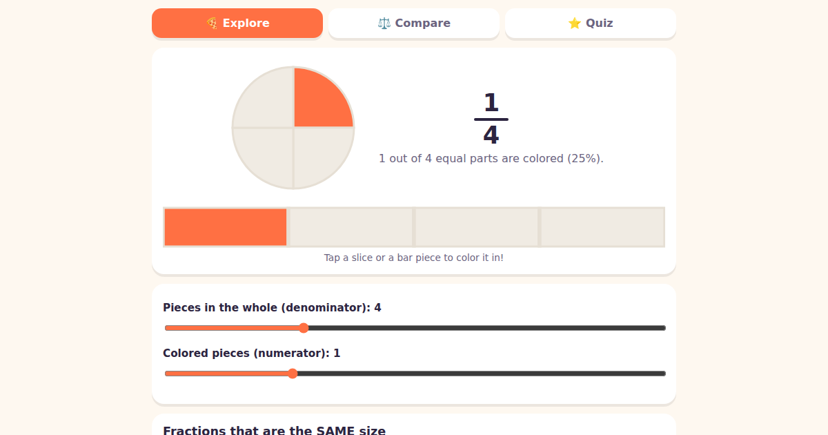 Screenshot of Fraction Playground