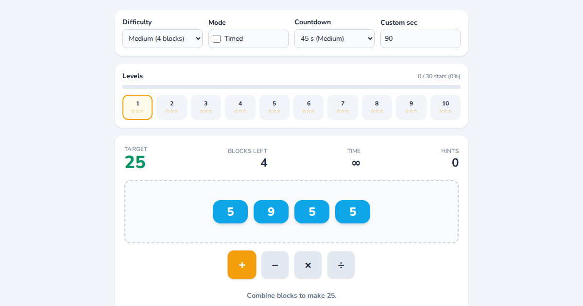 Screenshot of Number Block Builder