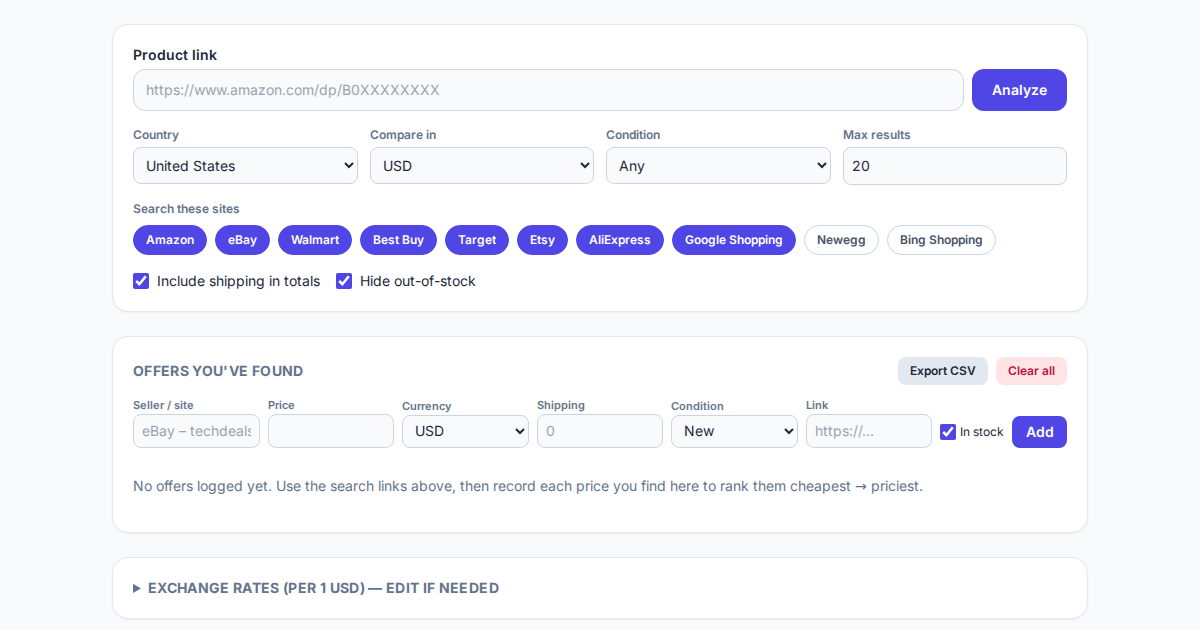 Screenshot of Price Hunt