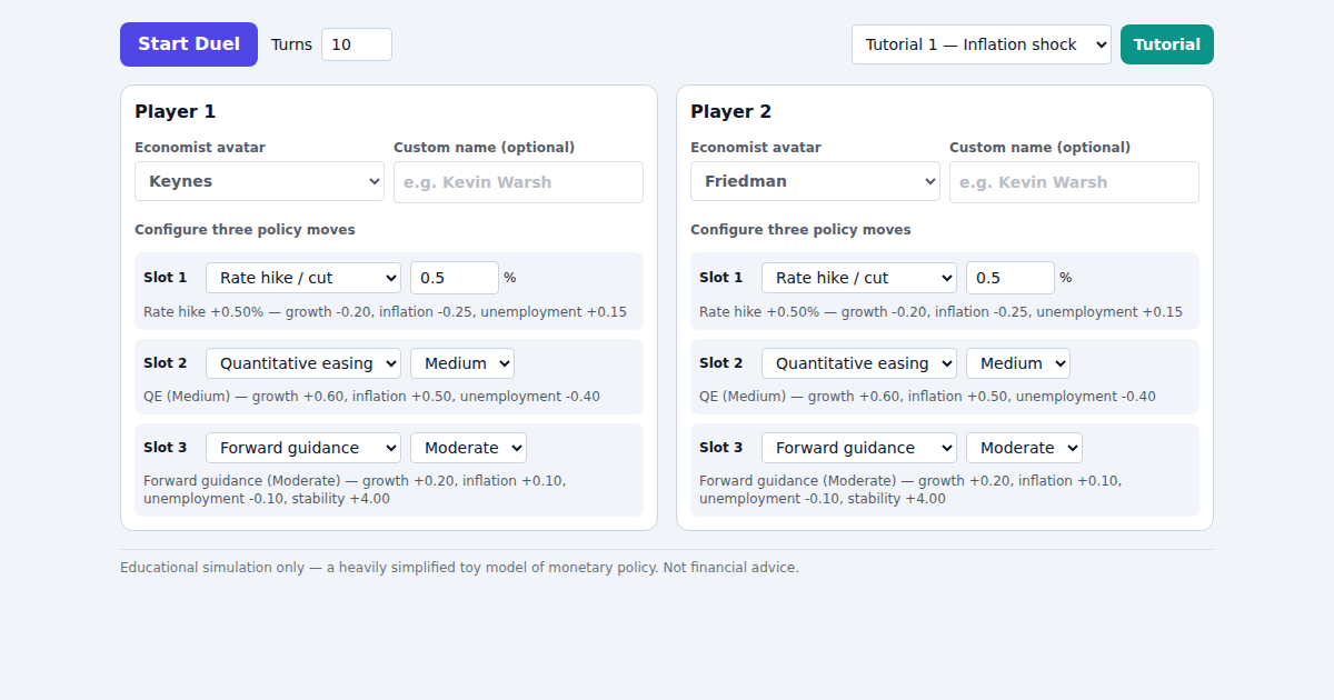 Screenshot of Central Bank Duel