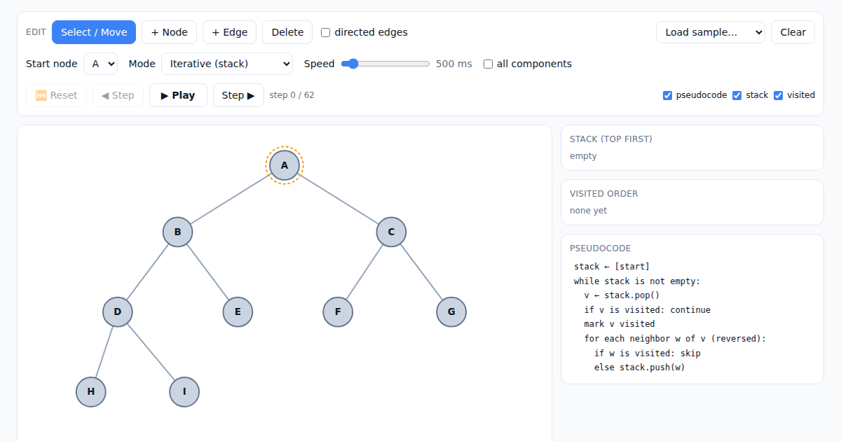 Screenshot of DFS Visualizer