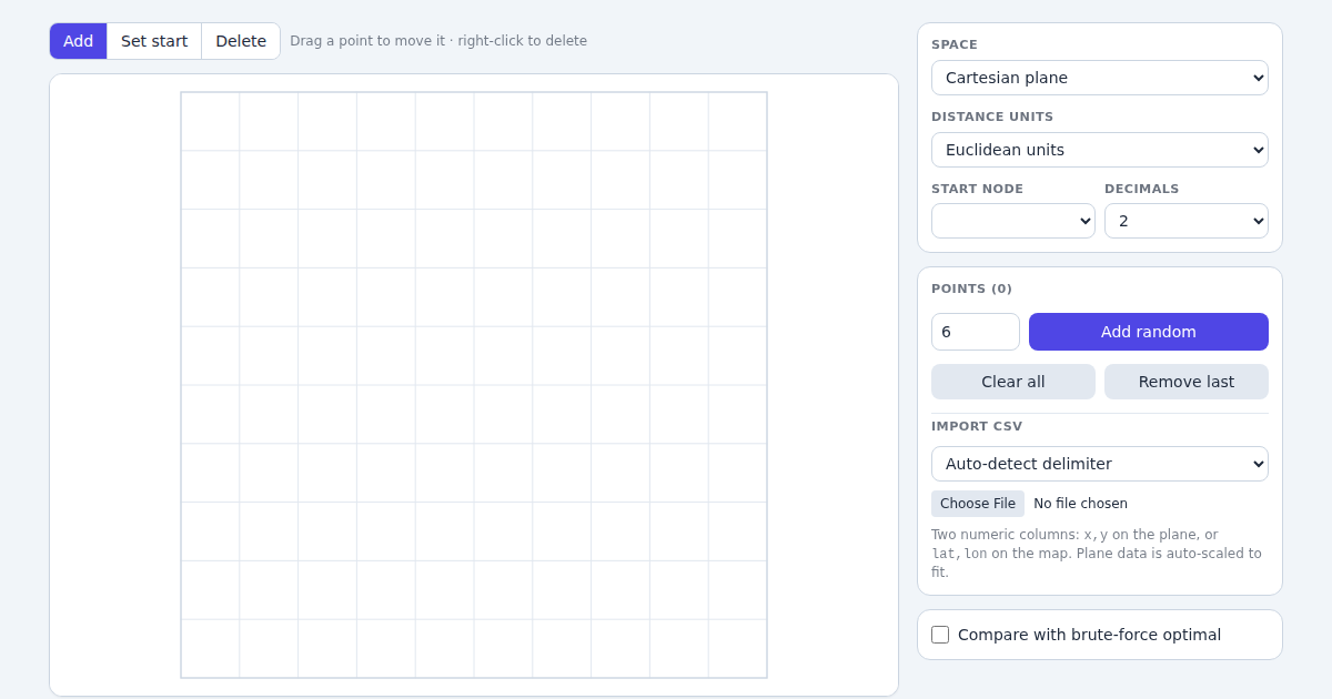 Screenshot of TSP Route Visualizer